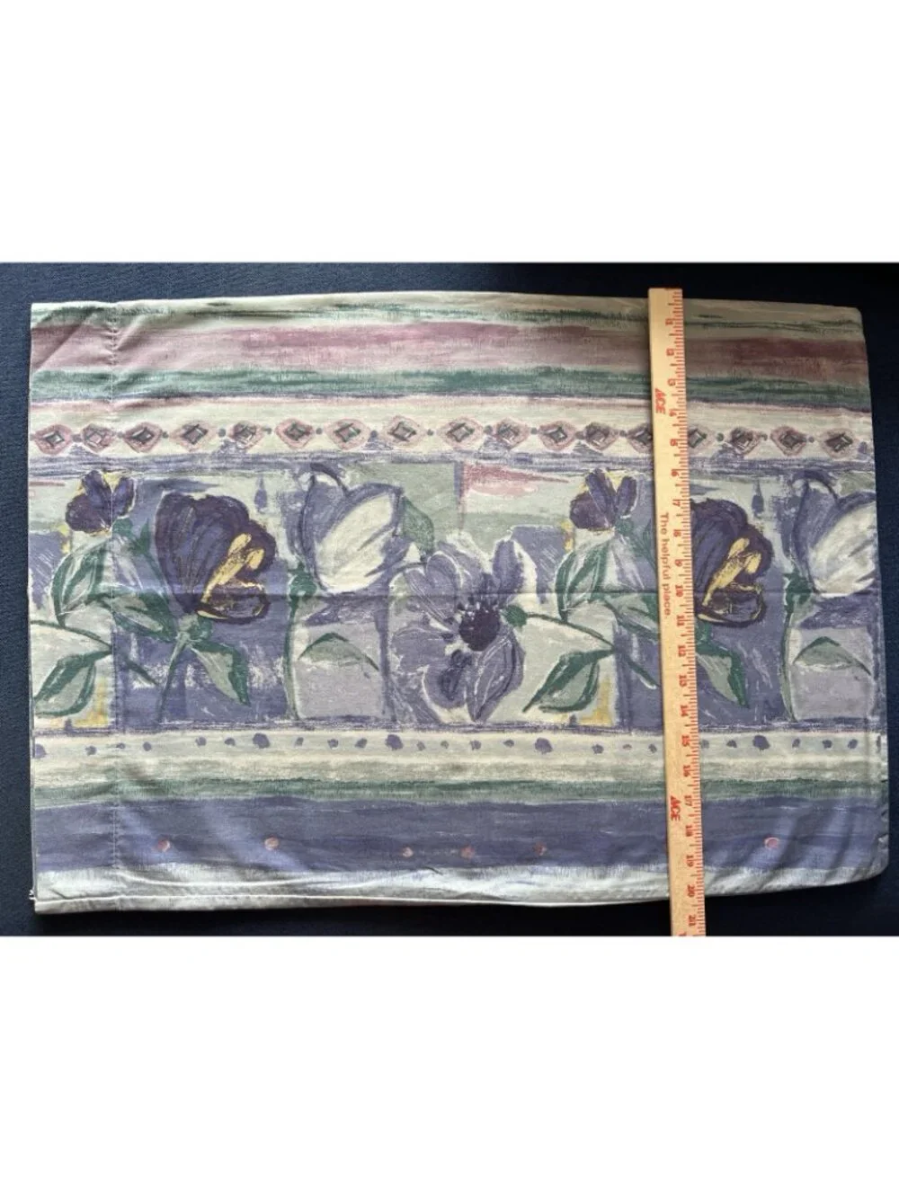 Pair DAN RIVER Pillowcases Standard NO-IRON Percale Purple Blue Watercolor USA